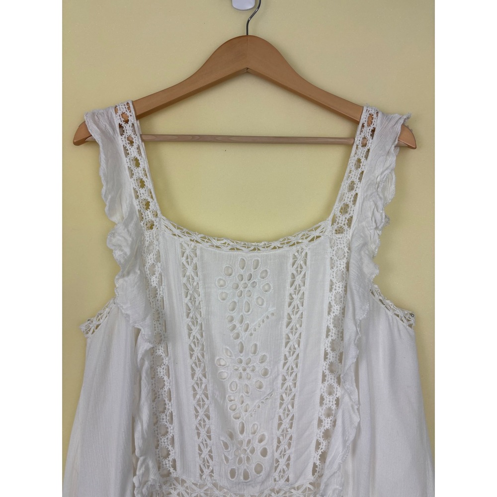 Free‎ People White Lace Crochet Tunic Dress Boho Festival M M - Picture 3 of 9